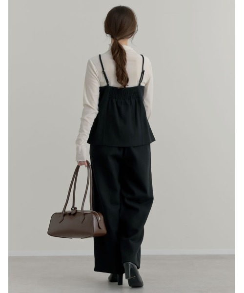 Re:EDIT（リエディ）の「[洗濯機で洗える]圧縮ウールライクフロントボタンキャミソールビスチェ（キャミソール・レディース・ブラック/チャコールグレー/ブラウン・MEDIUM/LARGE）」の6枚目の写真