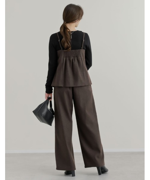 Re:EDIT（リエディ）の「[洗濯機で洗える]圧縮ウールライクフロントボタンキャミソールビスチェ（キャミソール・レディース・ブラック/チャコールグレー/ブラウン・MEDIUM/LARGE）」の10枚目の写真