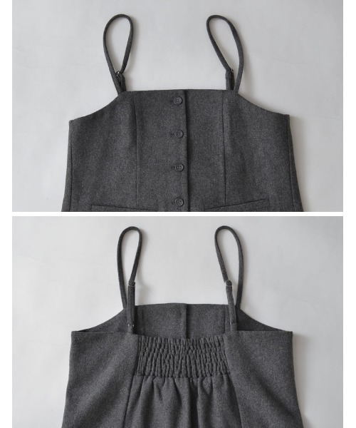 Re:EDIT（リエディ）の「[洗濯機で洗える]圧縮ウールライクフロントボタンキャミソールビスチェ（キャミソール・レディース・ブラック/チャコールグレー/ブラウン・MEDIUM/LARGE）」の16枚目の写真