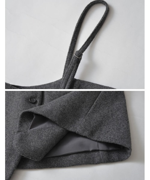 Re:EDIT（リエディ）の「[洗濯機で洗える]圧縮ウールライクフロントボタンキャミソールビスチェ（キャミソール・レディース・ブラック/チャコールグレー/ブラウン・MEDIUM/LARGE）」の18枚目の写真