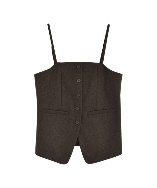 Re:EDIT（リエディ）の「[洗濯機で洗える]圧縮ウールライクフロントボタンキャミソールビスチェ（キャミソール・レディース・ブラック/チャコールグレー/ブラウン・MEDIUM/LARGE）」の20枚目の写真