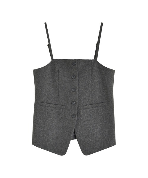 Re:EDIT（リエディ）の「[洗濯機で洗える]圧縮ウールライクフロントボタンキャミソールビスチェ（キャミソール・レディース・ブラック/チャコールグレー/ブラウン・MEDIUM/LARGE）」の21枚目の写真