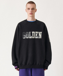 GOLDEN  スウェット quaranciel:〈洗濯機可能〉スタッズ ロゴ ダンボール スウェット プル