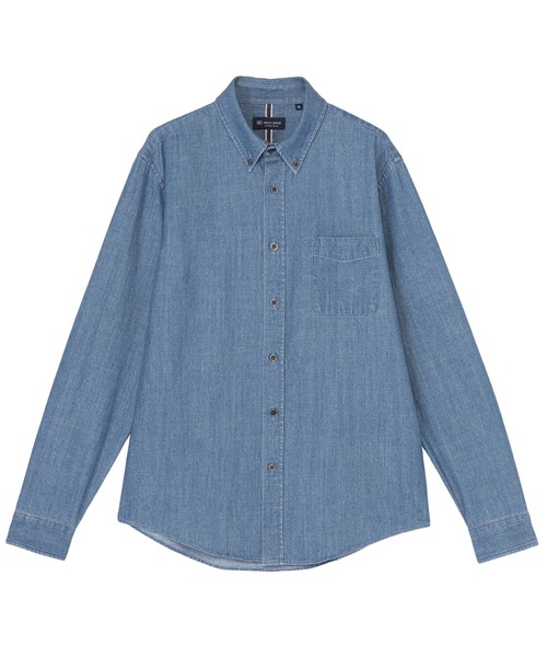 TOKYO SHIRTS(トウキョウシャツ)の「カラーテープ デニムシャツ(ポロシャツ・メンズ・ブルー・S/M/L/LL)」の1枚目の写真