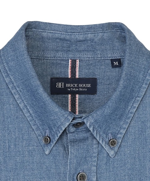 TOKYO SHIRTS(トウキョウシャツ)の「カラーテープ デニムシャツ(ポロシャツ・メンズ・ブルー・S/M/L/LL)」の3枚目の写真