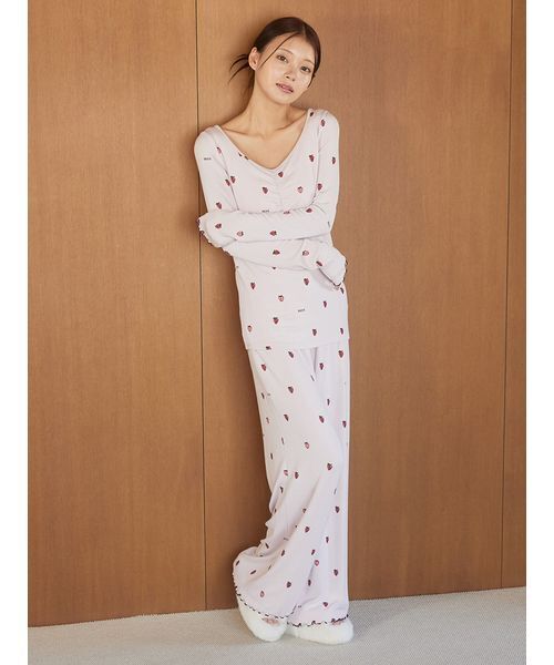 ストロベリー柄ロングパンツ（ルームウェア/パジャマ）｜gelato pique