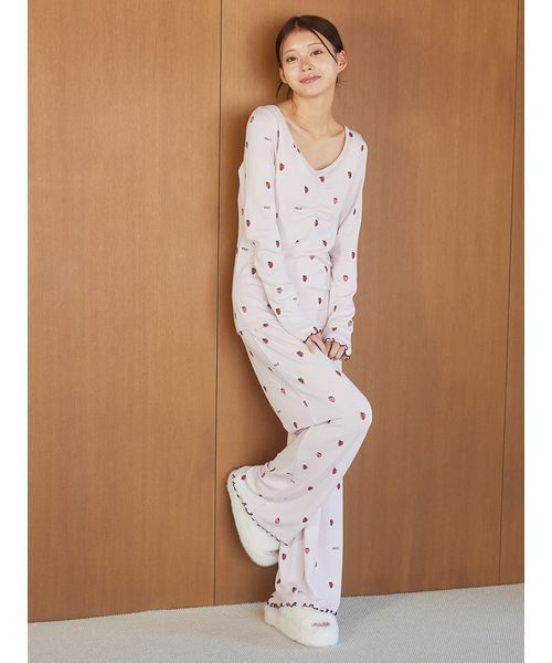 ストロベリー柄ロングパンツ（ルームウェア/パジャマ）｜gelato pique