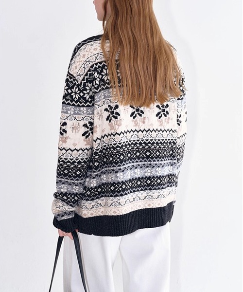 ノルディック柄 トグルボタン ニットカーディガン FD25S059【Fano