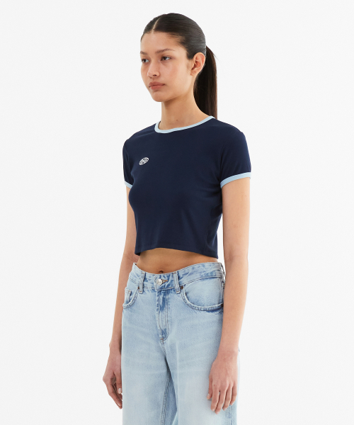MENASOO(ミナス)の「MNS Span Crop T Shirt_Navy(Tシャツ/カットソー・レディース・ネイビー・1/2)」の3枚目の写真