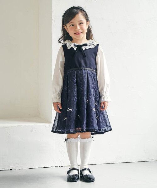 apres les cours（アプレレクール）の「レース衿リボンブラウス（シャツ/ブラウス・キッズ・オフホワイト・90/100/110/120/130）」の2枚目の写真