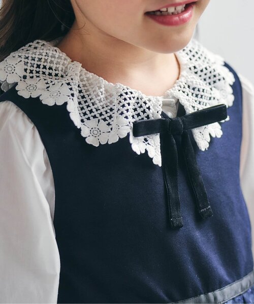 apres les cours（アプレレクール）の「レース衿リボンブラウス（シャツ/ブラウス・キッズ・オフホワイト・90/100/110/120/130）」の4枚目の写真