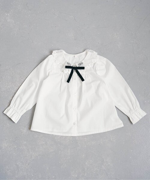 apres les cours（アプレレクール）の「レース衿リボンブラウス（シャツ/ブラウス・キッズ・オフホワイト・90/100/110/120/130）」の9枚目の写真