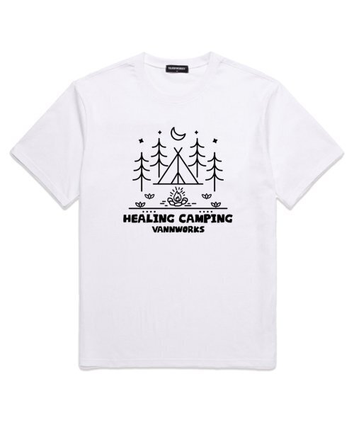 VANNWORKS(バンワークス)の「ヒーリングキャンピング オーバーサイズ 半袖Tシャツ (VS0072) ホワイト(Tシャツ/カットソー・レディース・その他・LARGE/MEDIUM/SMALL/X-LARGE/XX-LARGE)」の1枚目の写真