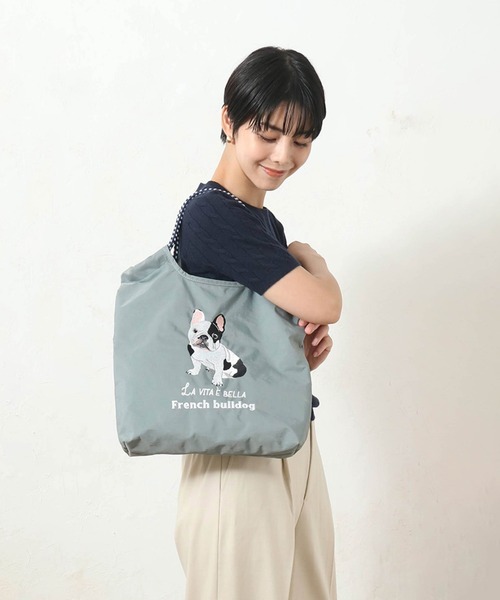 BACKYARD FAMILY(バックヤードファミリー)の「アニマル刺繍コードトート(トートバッグ・レディース・グレー系2/グレー系1/ダークグリーン系/ベージュ系/ブルー系・FREE)」の10枚目の写真