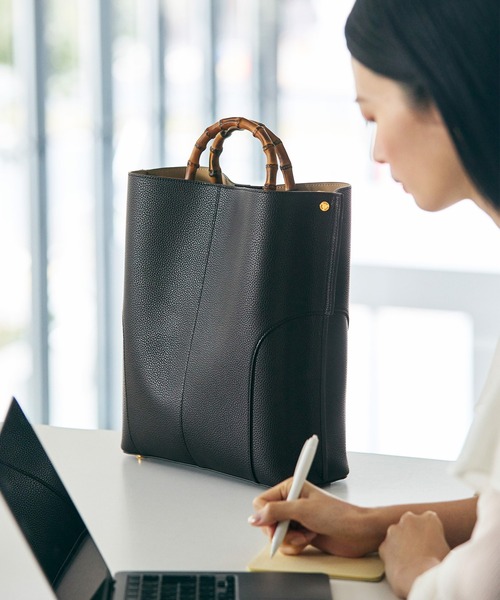 E'POR(エポール)の「【E'POR】BAMBOO BAG Large/A4対応・通勤(トートバッグ・レディース・オフホワイト/ベージュ系その他2/ブラック系その他2/グレー・FREE)」の5枚目の写真