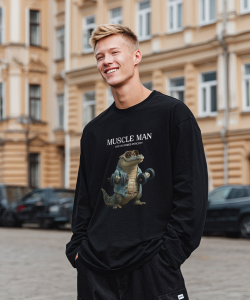 OHP(ワンハンドレッドパーセント)の「OHPxJOY マッスルマン ベーシック 長袖Tシャツ(Tシャツ/カットソー・メンズ・ホワイト/ブラック・MEDIUM/LARGE/X-LARGE/XX-LARGE)」の4枚目の写真
