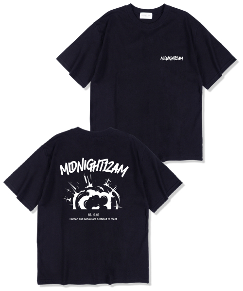 MIDNIGHT12AM(ミッドナイト12エーエム)の「スモークオーバーサイズ半袖Tシャツネイビー(Tシャツ/カットソー・メンズ・その他・LARGE/X-LARGE/XX-LARGE)」の1枚目の写真