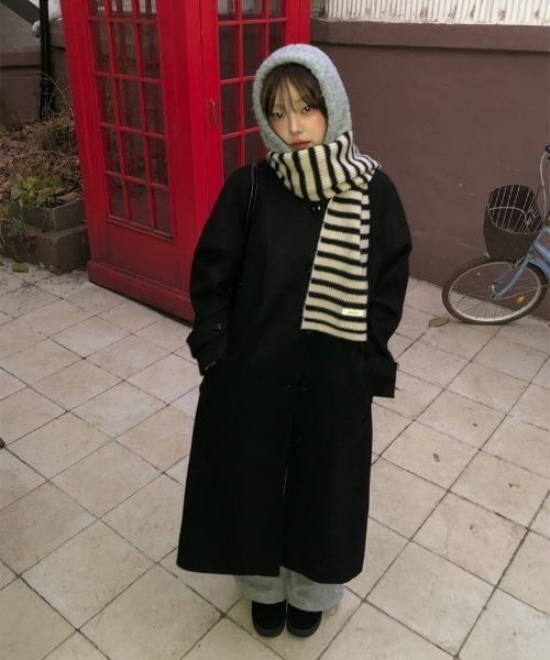 anyonemore(エニワンモア)の「ストラップ付ウール混ベルトマキシコート(ステンカラーコート・レディース・ブラック/グレー・FREE)」の19枚目の写真