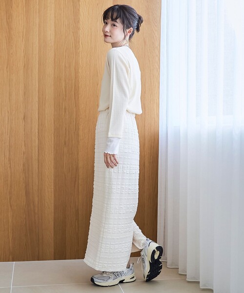 coen（コーエン）の「ふくれジャガードナロースカート（スカート・レディース・ブラック/オフホワイト・L/M）」の4枚目の写真