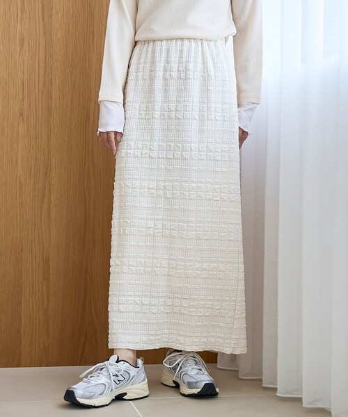 coen（コーエン）の「ふくれジャガードナロースカート（スカート・レディース・ブラック/オフホワイト・L/M）」の5枚目の写真