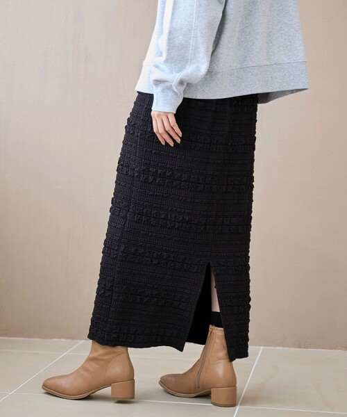 coen（コーエン）の「ふくれジャガードナロースカート（スカート・レディース・ブラック/オフホワイト・L/M）」の13枚目の写真