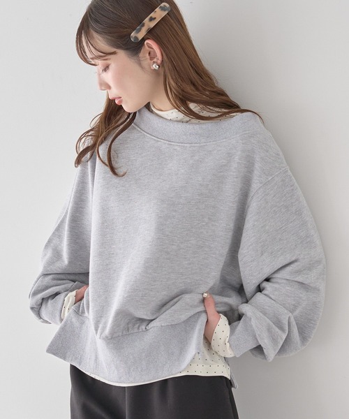 earth music&ecology(アースミュージックアンドエコロジー)の「【2026SS/先行予約】裾スリット裏毛プルオーバー(スウェット・レディース・イエロー/ピンク/杢グレー/アイボリー・FREE)」の3枚目の写真