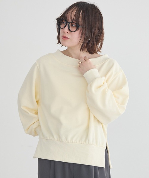 earth music&ecology(アースミュージックアンドエコロジー)の「【2026SS/先行予約】裾スリット裏毛プルオーバー(スウェット・レディース・イエロー/ピンク/杢グレー/アイボリー・FREE)」の4枚目の写真