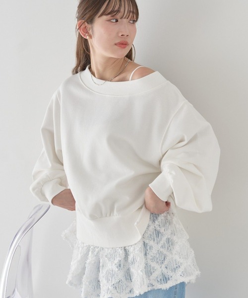 earth music&ecology(アースミュージックアンドエコロジー)の「【2026SS/先行予約】裾スリット裏毛プルオーバー(スウェット・レディース・イエロー/ピンク/杢グレー/アイボリー・FREE)」の2枚目の写真