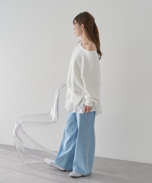 earth music&ecology(アースミュージックアンドエコロジー)の「【2026SS/先行予約】裾スリット裏毛プルオーバー(スウェット・レディース・イエロー/ピンク/杢グレー/アイボリー・FREE)」の15枚目の写真