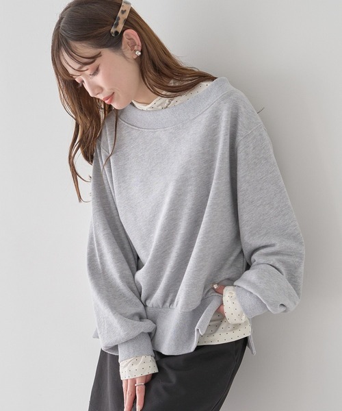 earth music&ecology(アースミュージックアンドエコロジー)の「【2026SS/先行予約】裾スリット裏毛プルオーバー(スウェット・レディース・イエロー/ピンク/杢グレー/アイボリー・FREE)」の5枚目の写真