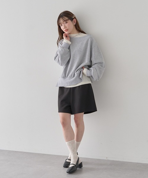 earth music&ecology(アースミュージックアンドエコロジー)の「【2026SS/先行予約】裾スリット裏毛プルオーバー(スウェット・レディース・イエロー/ピンク/杢グレー/アイボリー・FREE)」の7枚目の写真