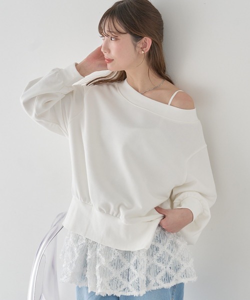 earth music&ecology(アースミュージックアンドエコロジー)の「【2026SS/先行予約】裾スリット裏毛プルオーバー(スウェット・レディース・イエロー/ピンク/杢グレー/アイボリー・FREE)」の11枚目の写真