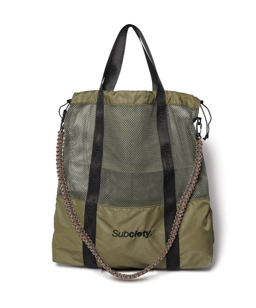 Subciety(サブサエティ)の「Mesh shoulder tote bag(ショルダーバッグ・メンズ・オレンジ/オリーブ/ブラック・FREE)」の9枚目の写真