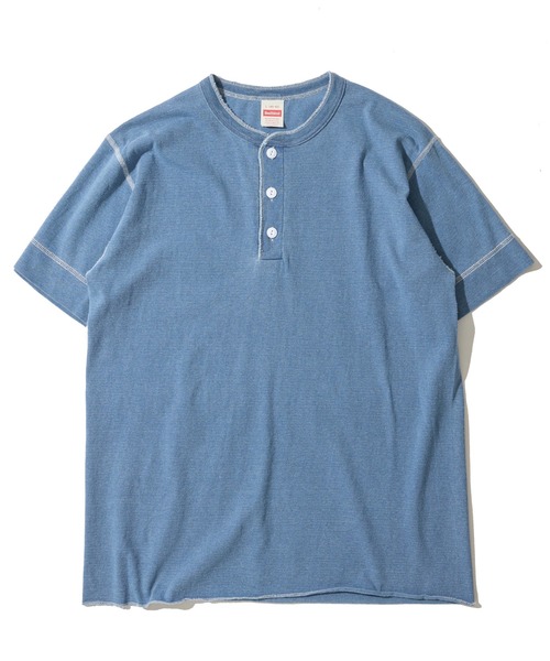 Healthknit(ヘルスニット)の「【Healthknit】Indigo Henleyneck S/S Tee / ヘンリーネック ショートスリーブTシャツ(Tシャツ/カットソー・メンズ・ダークインディゴブルー/ライトインディゴブルー/インディゴブルー・MEDIUM/X-LARGE/LARGE)」の4枚目の写真