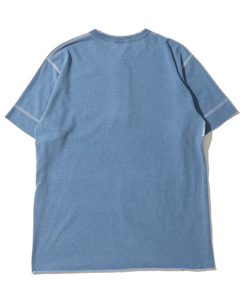 Healthknit(ヘルスニット)の「【Healthknit】Indigo Henleyneck S/S Tee / ヘンリーネック ショートスリーブTシャツ(Tシャツ/カットソー・メンズ・ダークインディゴブルー/ライトインディゴブルー/インディゴブルー・MEDIUM/X-LARGE/LARGE)」の5枚目の写真