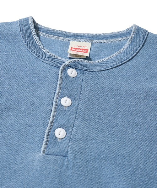 Healthknit(ヘルスニット)の「【Healthknit】Indigo Henleyneck S/S Tee / ヘンリーネック ショートスリーブTシャツ(Tシャツ/カットソー・メンズ・ダークインディゴブルー/ライトインディゴブルー/インディゴブルー・MEDIUM/X-LARGE/LARGE)」の10枚目の写真
