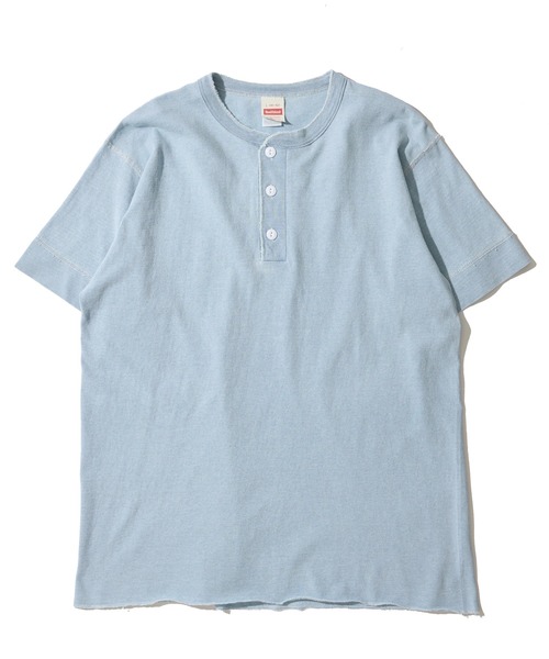 Healthknit(ヘルスニット)の「【Healthknit】Indigo Henleyneck S/S Tee / ヘンリーネック ショートスリーブTシャツ(Tシャツ/カットソー・メンズ・ダークインディゴブルー/ライトインディゴブルー/インディゴブルー・MEDIUM/X-LARGE/LARGE)」の8枚目の写真