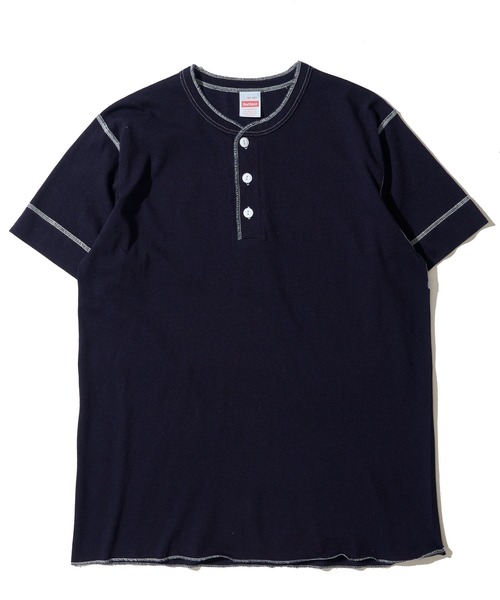 Healthknit(ヘルスニット)の「【Healthknit】Indigo Henleyneck S/S Tee / ヘンリーネック ショートスリーブTシャツ(Tシャツ/カットソー・メンズ・ダークインディゴブルー/ライトインディゴブルー/インディゴブルー・MEDIUM/X-LARGE/LARGE)」の6枚目の写真