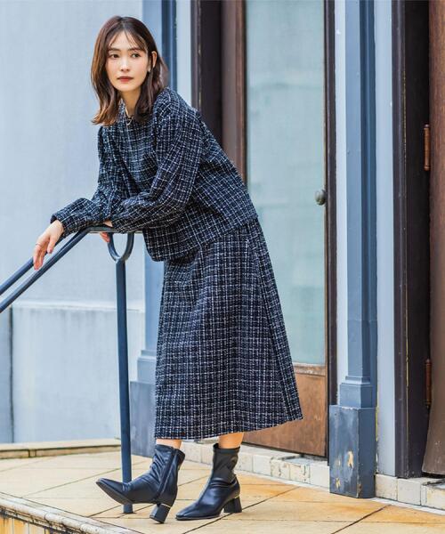 ITS'DEMO（イッツデモ）の「【手洗い可／セットアップ可】ツイード風プリントスカート（スカート・レディース・グレー系その他/ホワイト系3/ブラック系・00）」の22枚目の写真