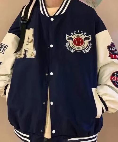 CALIFORNIA OUTFITTERS（カリフォルニア アウトフィッターズ）の「12A13-SZ カレッジロゴ ワッペンスタジャン（スタジャン・メンズ・ネイビー・XL/L/M）」の4枚目の写真