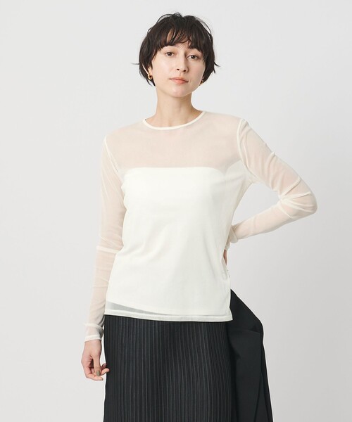 UNITED ARROWS（ユナイテッドアローズ）の「チュール ジャージー カットソー（Tシャツ/カットソー・レディース・オフホワイト/ブラック/ライラック/ロイヤルブルー/ネイビー/イエロー・FREE）」の9枚目の写真