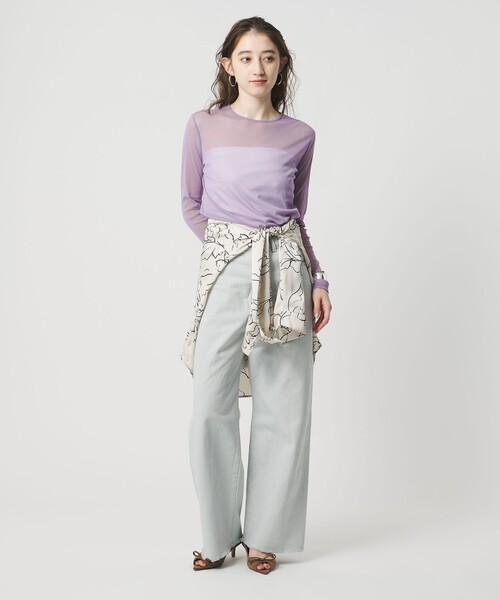 UNITED ARROWS（ユナイテッドアローズ）の「チュール ジャージー カットソー（Tシャツ/カットソー・レディース・オフホワイト/ブラック/ライラック/ロイヤルブルー/ネイビー/イエロー・FREE）」の20枚目の写真