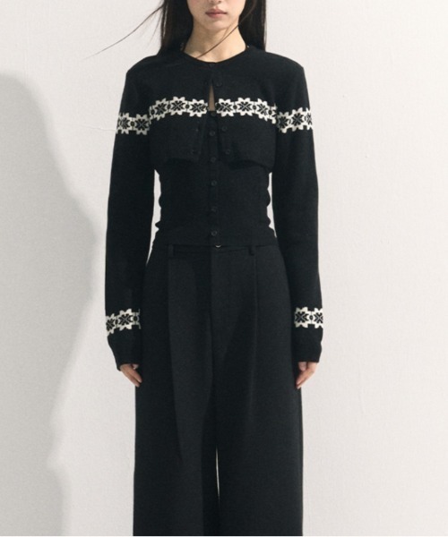 Vipoa(ヴィポア)の「2piece set cardigan(カーディガン/ボレロ・レディース・ブラック/レッド・FREE)」の3枚目の写真