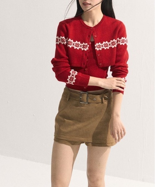 Vipoa(ヴィポア)の「2piece set cardigan(カーディガン/ボレロ・レディース・ブラック/レッド・FREE)」の9枚目の写真
