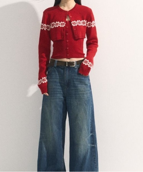 Vipoa(ヴィポア)の「2piece set cardigan(カーディガン/ボレロ・レディース・ブラック/レッド・FREE)」の10枚目の写真