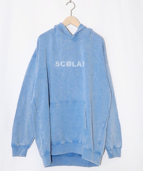 ScoLar(スカラー)の「153774:超常現象プリント ケミカル加工裏毛パーカー(パーカー・レディース・ブルー/チャコールグレー/パープル・M)」の2枚目の写真