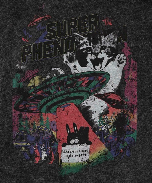 ScoLar(スカラー)の「153774:超常現象プリント ケミカル加工裏毛パーカー(パーカー・レディース・ブルー/チャコールグレー/パープル・M)」の6枚目の写真