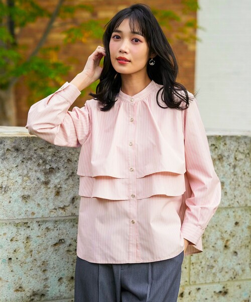 ANY SIS(エニィスィス)の「ラッフルレイヤード ブラウス(シャツ/ブラウス・レディース・オレンジ系1/ネイビー系5/スカイブルー系1/アイボリー系5・X-LARGE)」の1枚目の写真