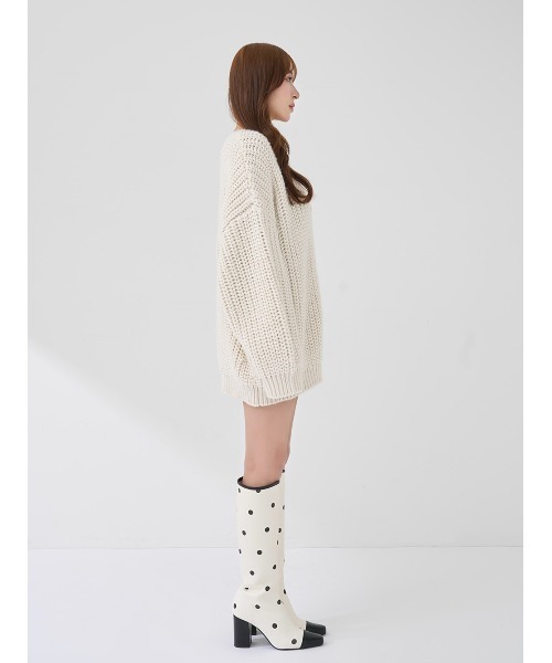 Darich(ダーリッチ)の「ロービングカラーニットカーディガン(カーディガン/ボレロ・レディース・アイボリー/サックスブルー/ピンク/イエロー・FREE)」の9枚目の写真