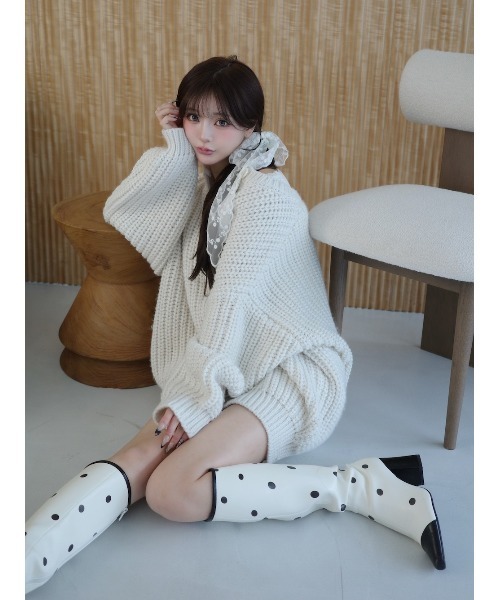 Darich(ダーリッチ)の「ロービングカラーニットカーディガン(カーディガン/ボレロ・レディース・アイボリー/サックスブルー/ピンク/イエロー・FREE)」の22枚目の写真